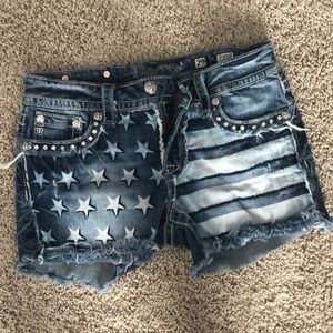 American Flag 4th of July Miss Me Shorts